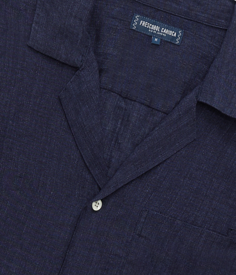 Angelo Shirt with fine Italian linen, with short sleeves, classic camp collar, and chest pocket. A relaxed yet sophisticated summer shirt perfect for smart-casual occasions.