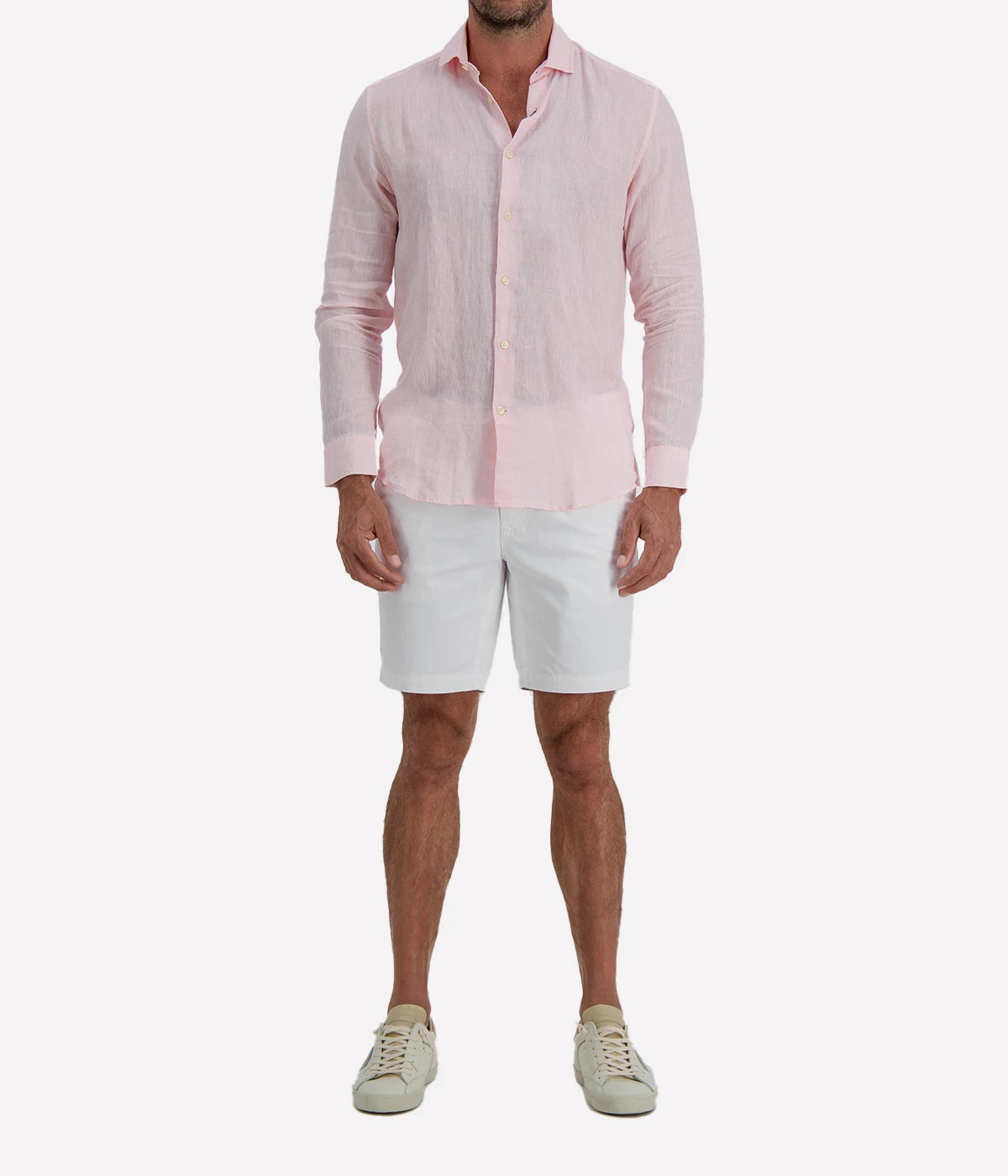 Antonio Linen Long Sleeve Shirt in Pink