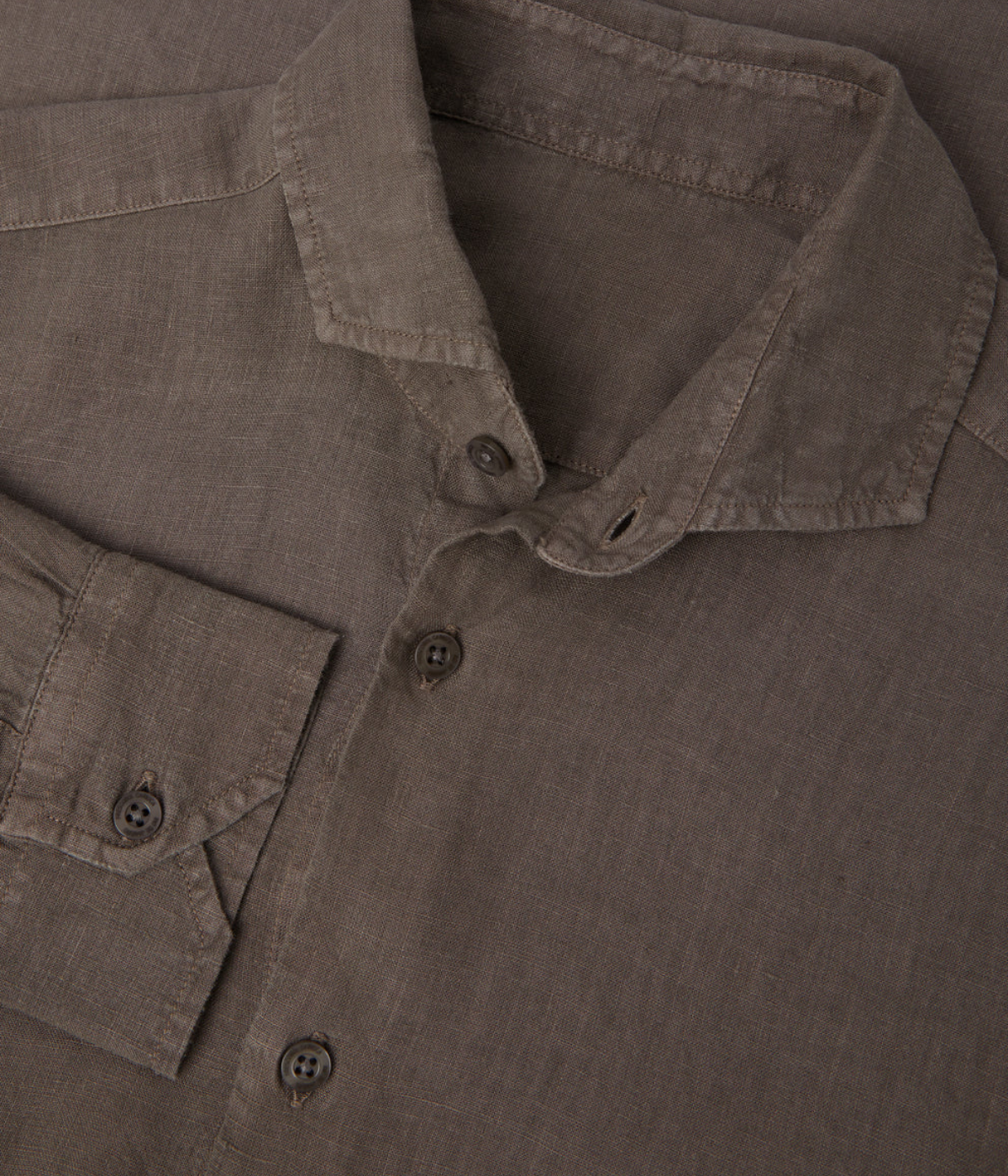 Antonio Linen Long Sleeve Shirt in Cedar Grey