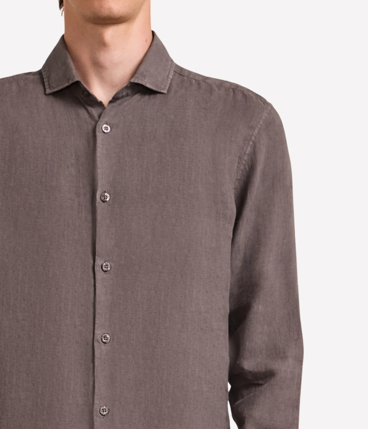 Antonio Linen Long Sleeve Shirt in Cedar Grey