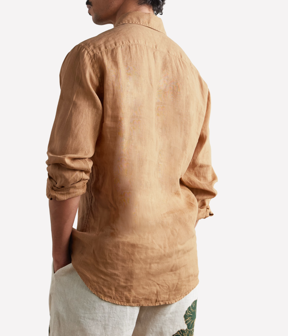 Antonio Linen Long Sleeve Shirt in Pale Copper