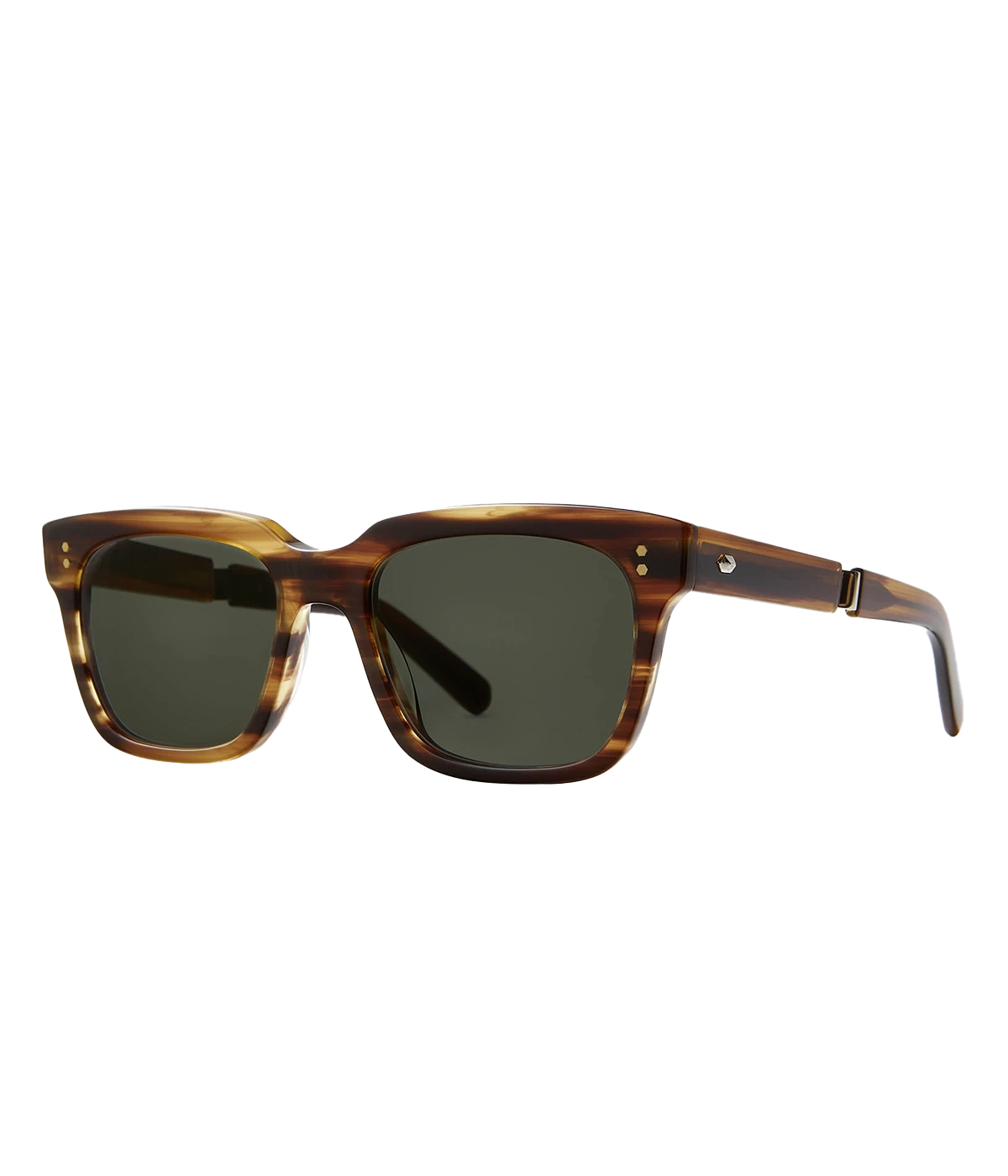 A modern take on a country club classic, the Arnie sunglasses by Mr Light feature a sleek acetate frame with titanium components and intricate filigree at the temples. Handcrafted in Japan with optical-quality CR39 lenses for superior clarity and UV protection.