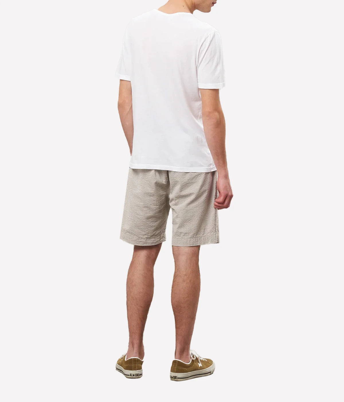 Mens Knitted T-Shirt Light Crew in White