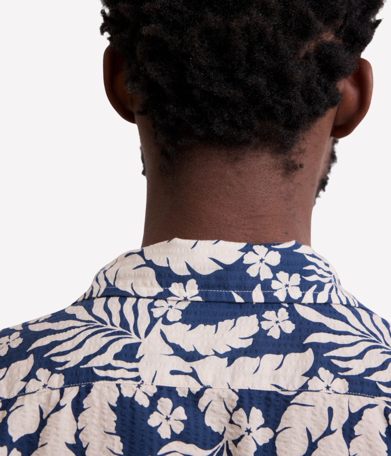Palm Woven Shirt in Navy