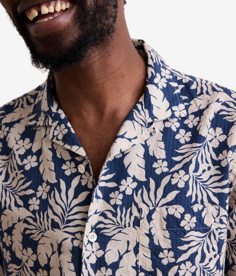 Palm Woven Shirt in Navy