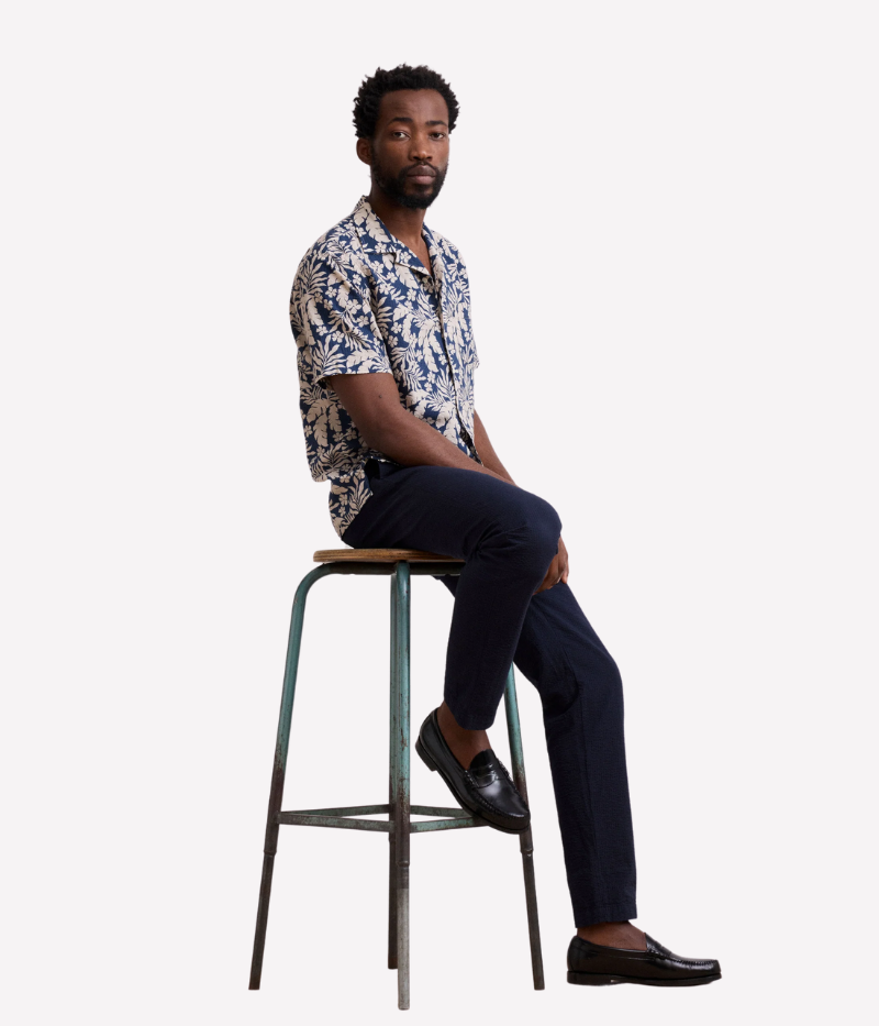 Palm Woven Shirt in Navy