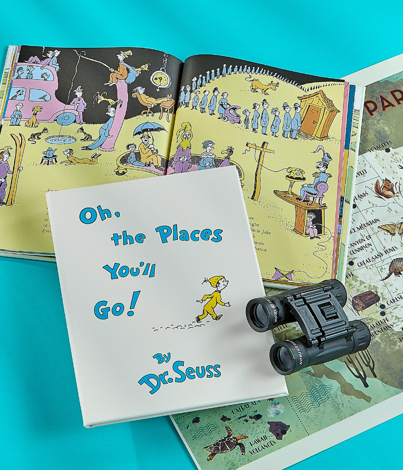 Oh, the Places You’ll Go! by Dr. Seuss, hardcover book with 56 pages of whimsical illustrations and life lessons for all ages.