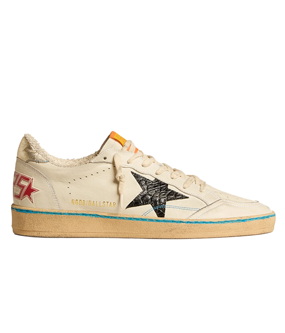 Ball Star Leather Sneaker in White, Black & Platinum