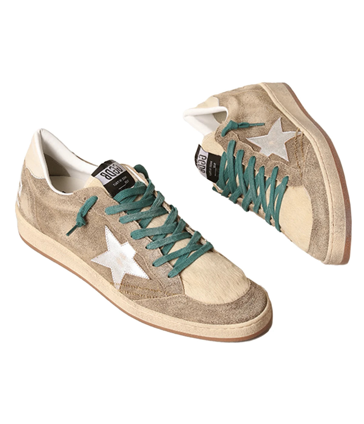 Ball Star Leather Sneaker in Brown, Butter & Silver