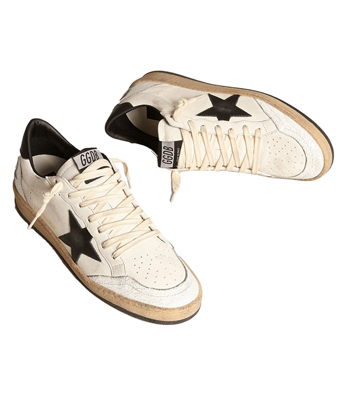 Ball Star Nappa Leather Sneaker in White & Black