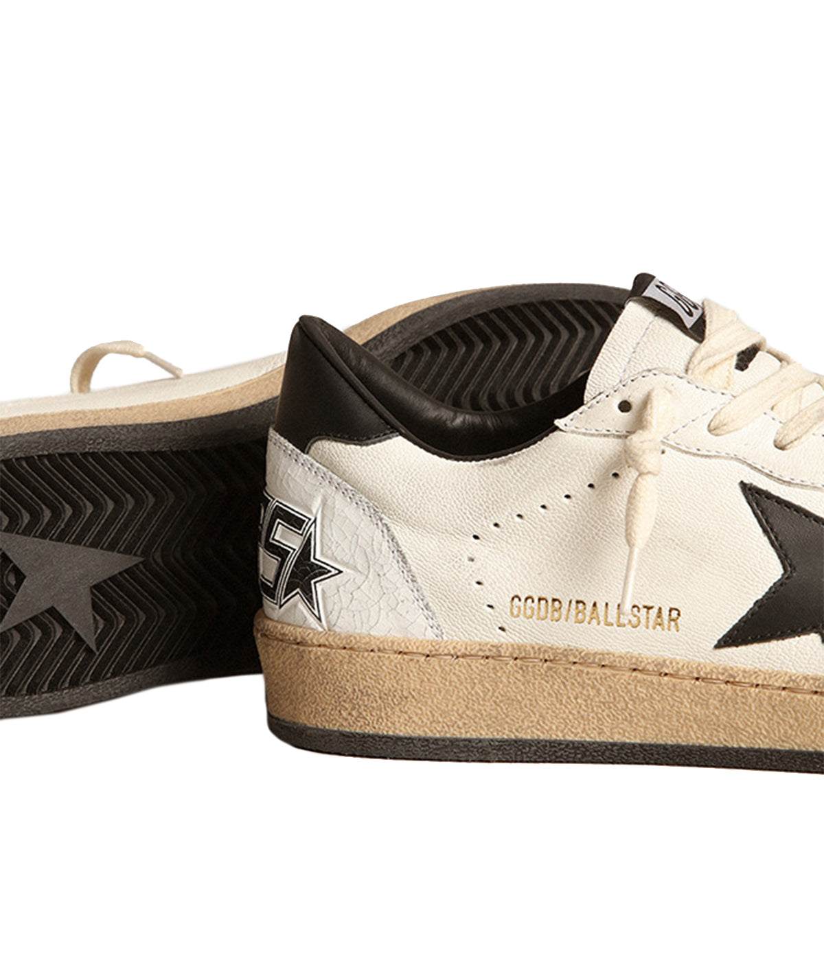 Ball Star Nappa Leather Sneaker in White & Black