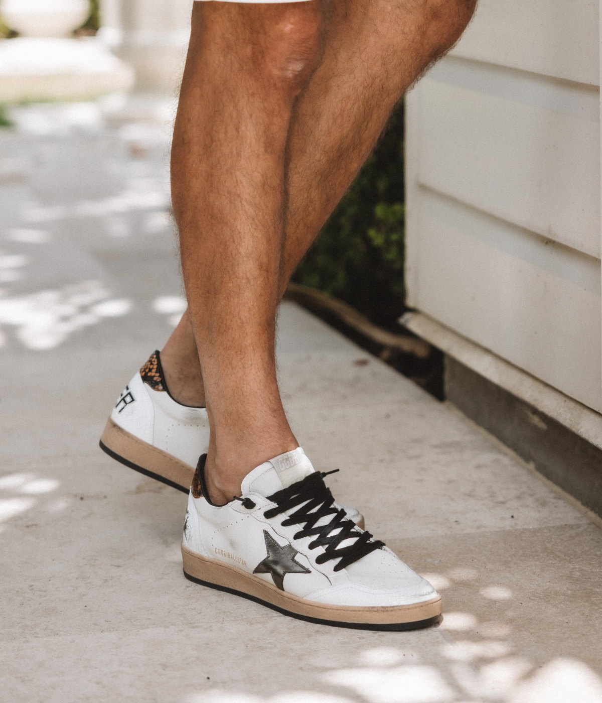 Ball Star Sneaker in White, Grey & Brown