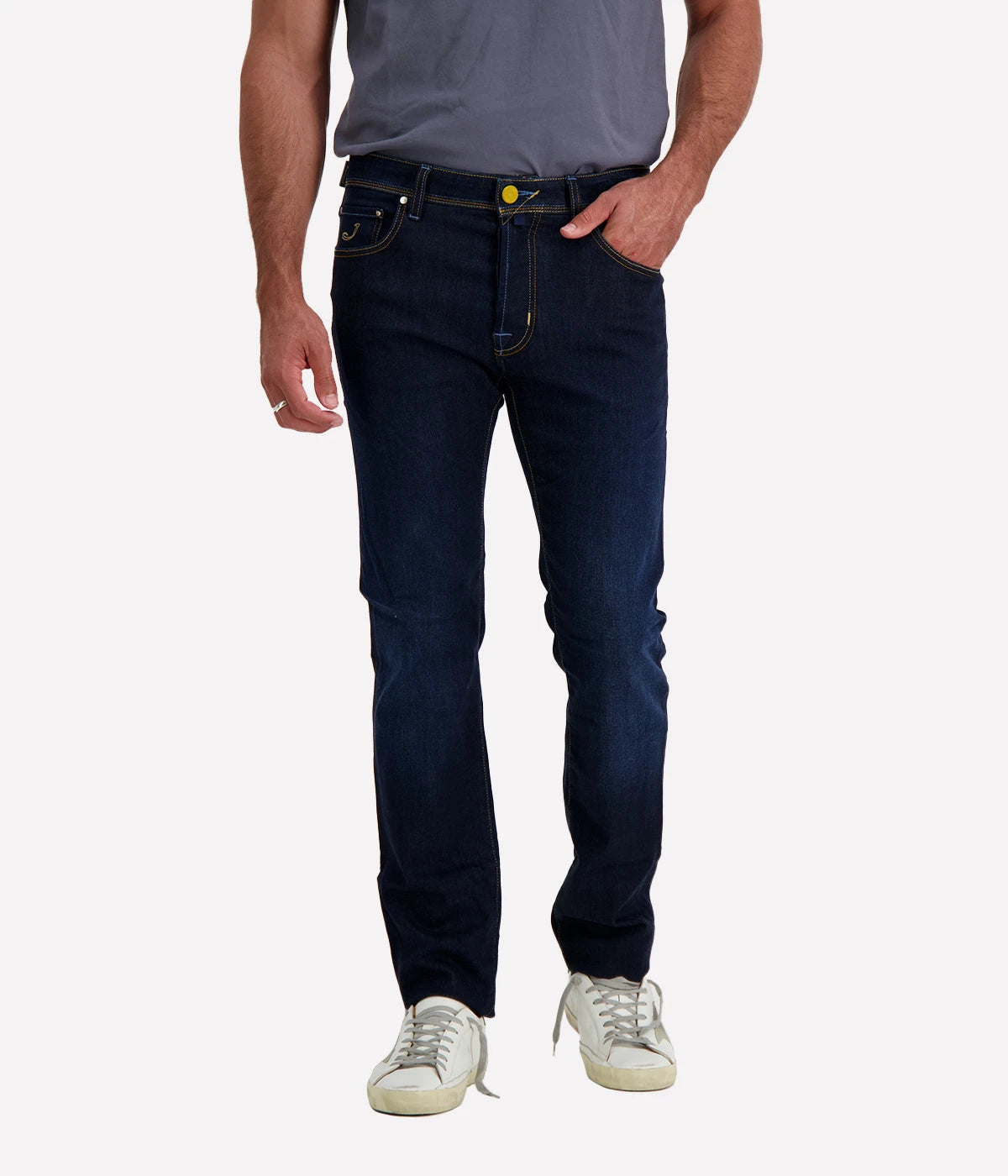 Bard Slim Fit Jean in Dark Blue & Yellow