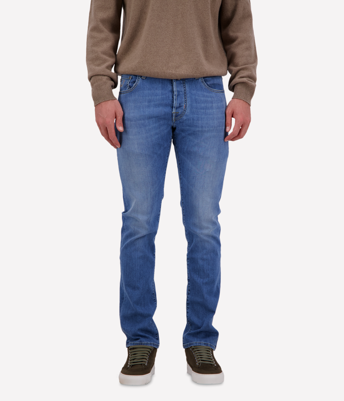 Bard 5 Pkt Slim Fit in 300D Light Blue Mauve Patch