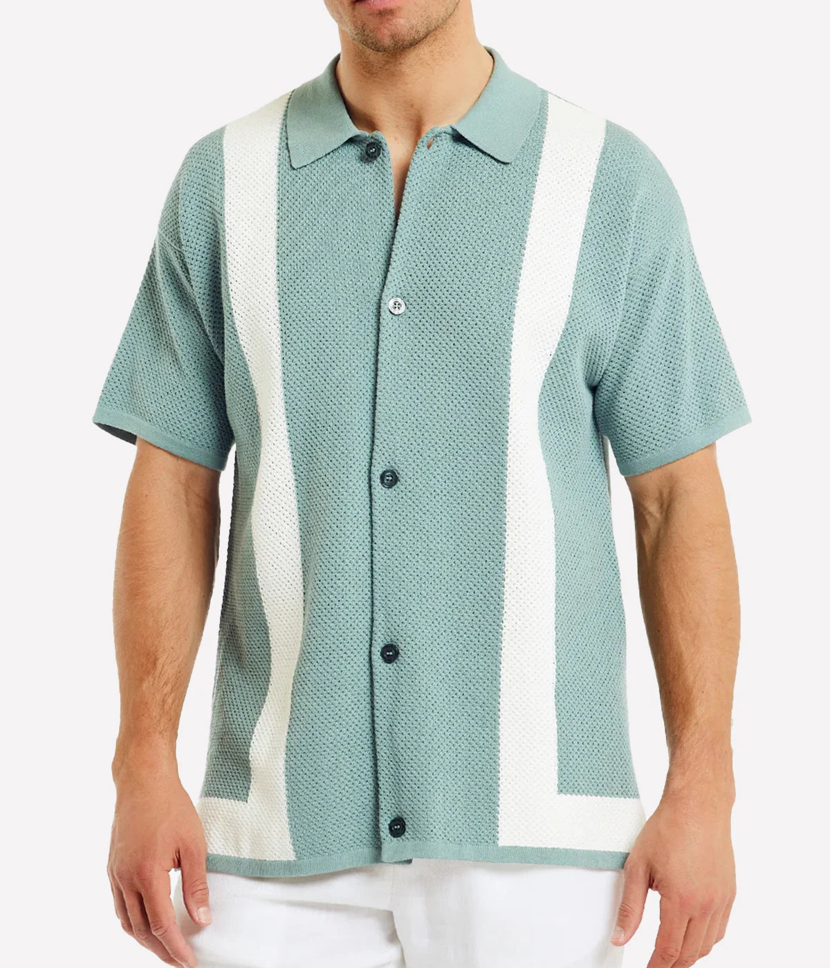 Barretos Short Sleeve Knitted Cardigan in Cloud Blue
