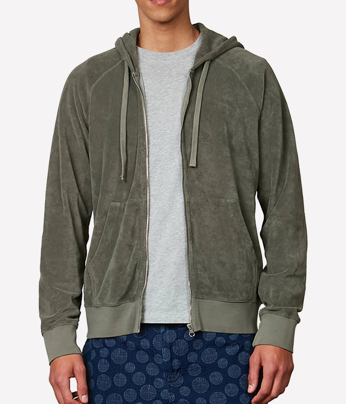 Bouclette Zipper Sweatshirt in Military