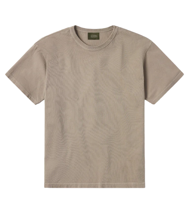 Beige Citizens of Humanity Box Tee – a premium organic cotton t-shirt with a relaxed boxy fit, classic crewneck, and soft brushed texture for effortless everyday style.