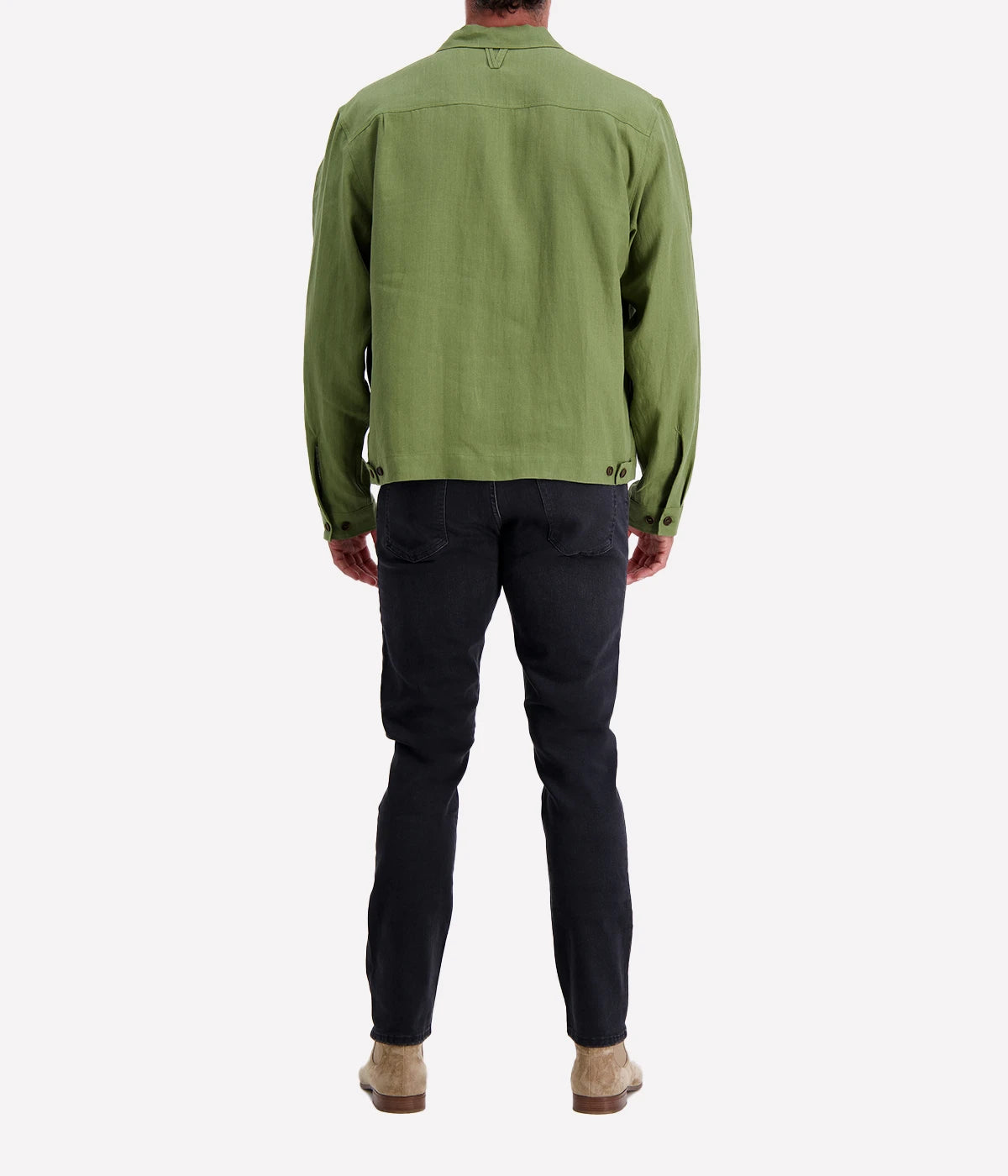 Valstar's linen overshirt with adjustable waist tabs, combining rugged trucker jacket style with a lightweight, breathable design. Perfect for warmer days.