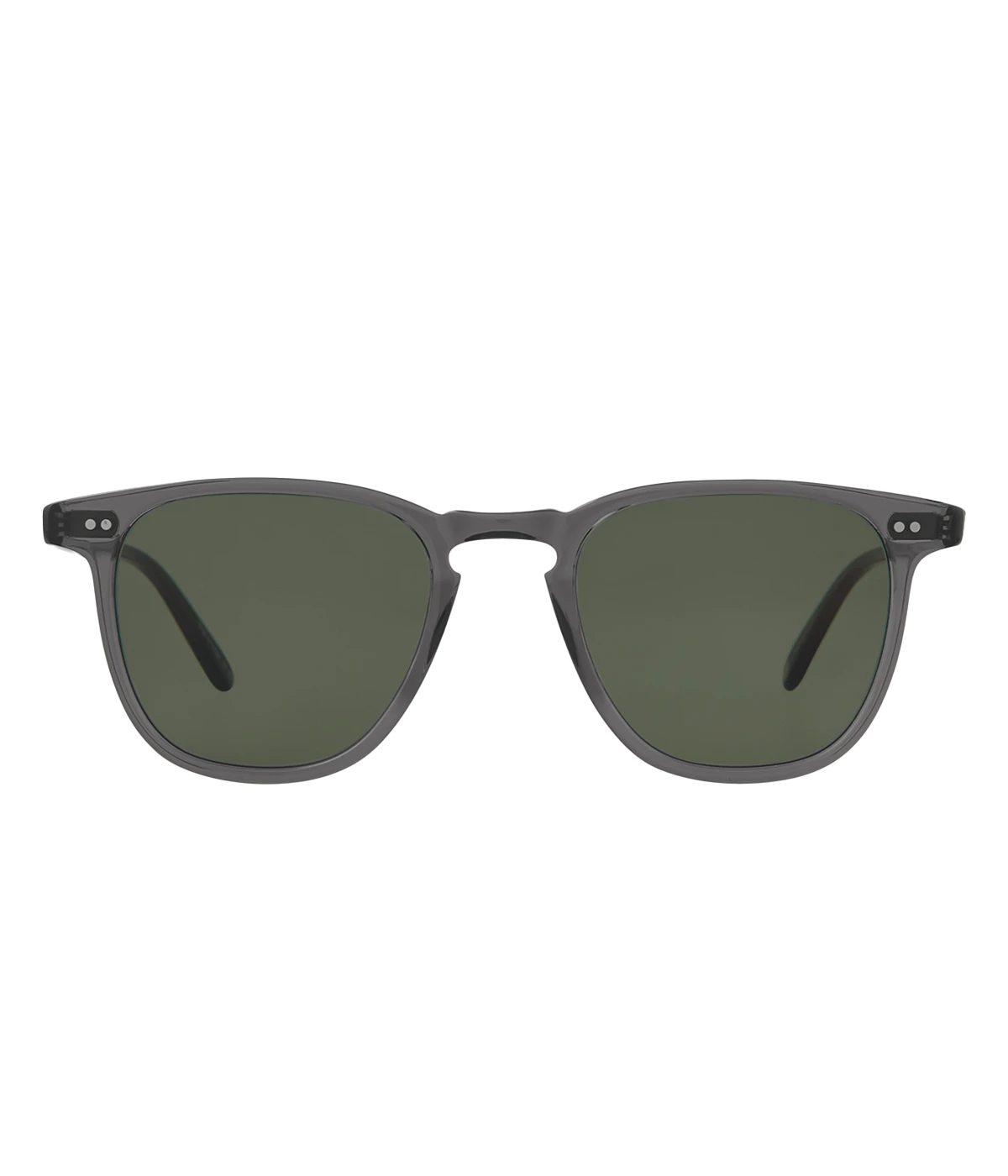 Square acetate sunglasses with keyhole bridge, premium glass lenses, and hand-finished details. Features classic GLCO core wire, 5-barrel hinges with rivets, and external pins at the temples. 100% UV protection.