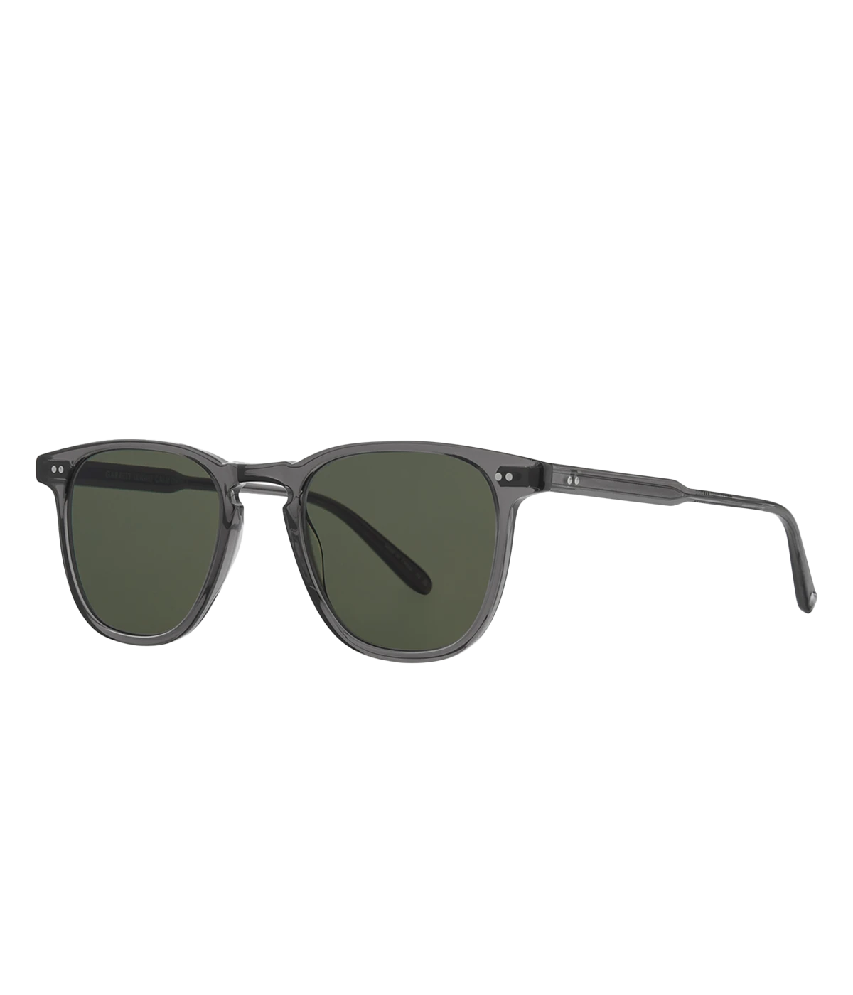 Square acetate sunglasses with keyhole bridge, premium glass lenses, and hand-finished details. Features classic GLCO core wire, 5-barrel hinges with rivets, and external pins at the temples. 100% UV protection.