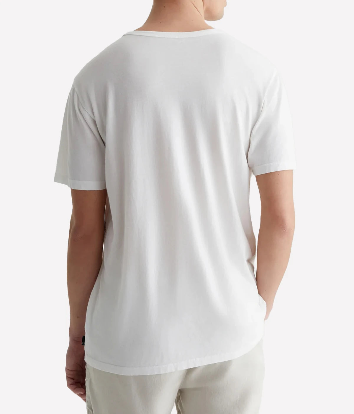 Rear view of the AG Bryce Crew Neck T-Shirt, highlighting its simple, minimalist design with a straight hem and a relaxed silhouette.