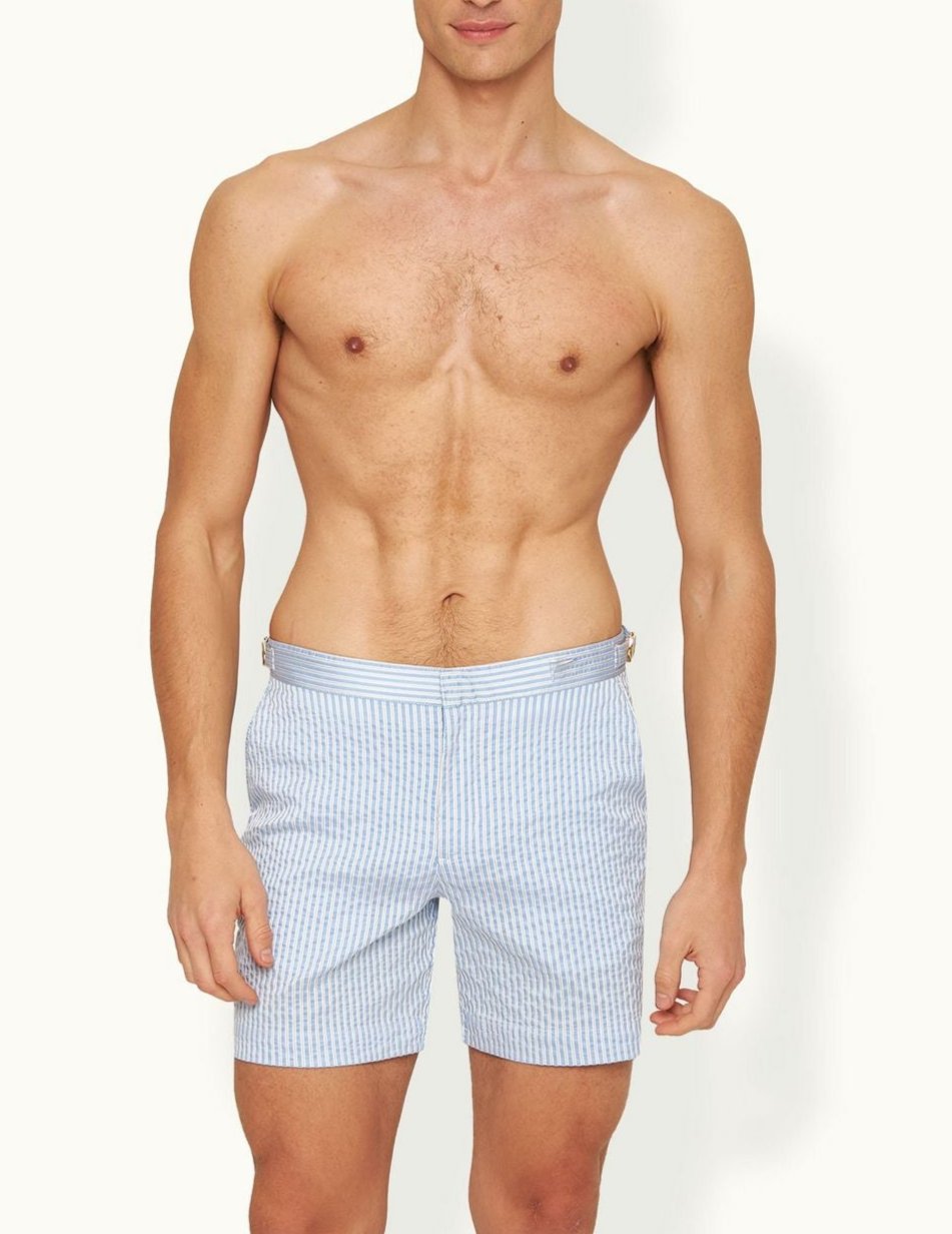 Bulldog Classic Stripe Boardshort in White Light Island Sky