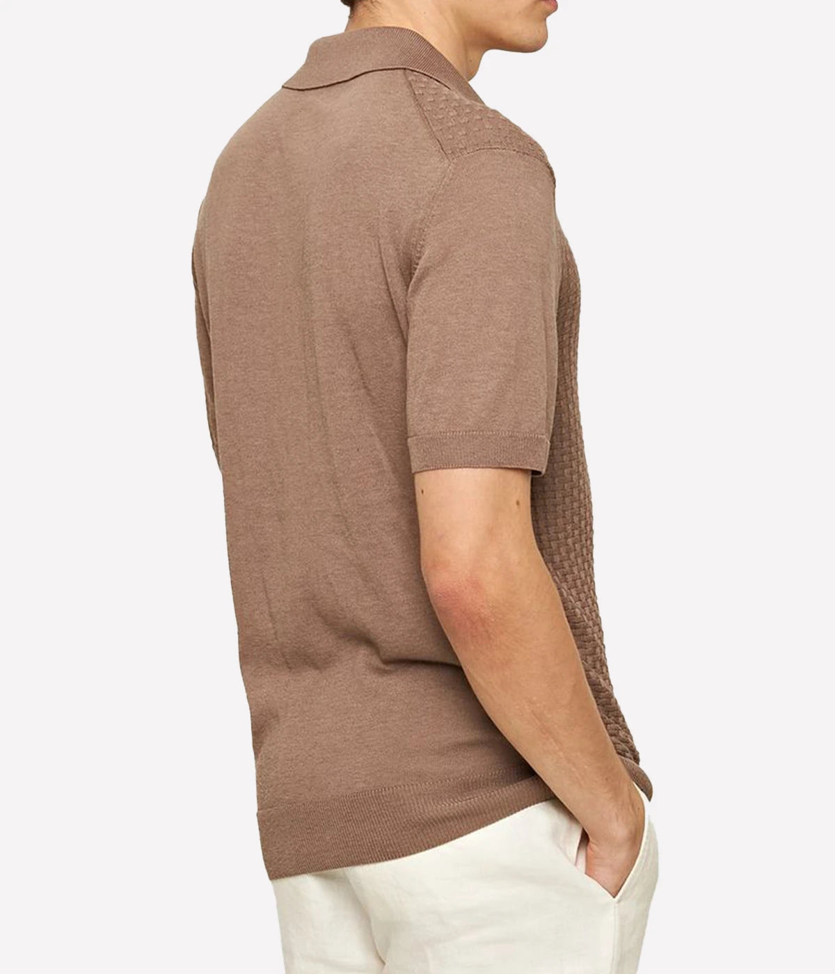 Burnham Tile Cotton Silk Polo in Light Plum Wine