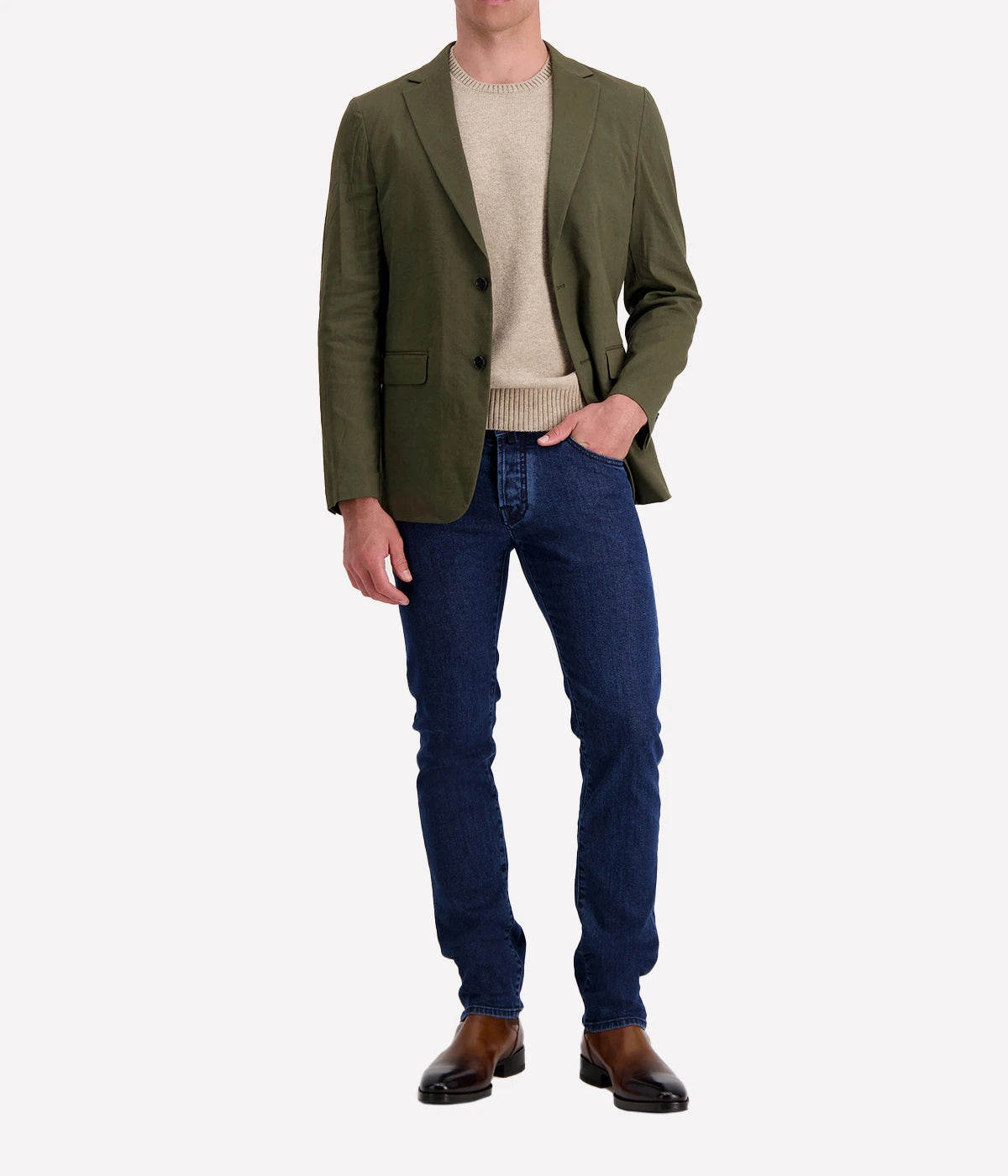 Sophisticated woven jacket with a classic design, offering both warmth and style.