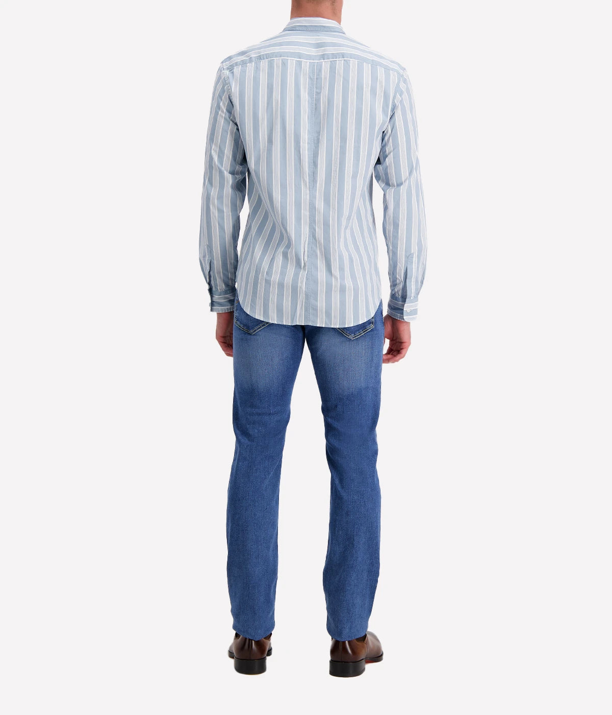 Finbar Woven Shirt in Multi Slate Stripe