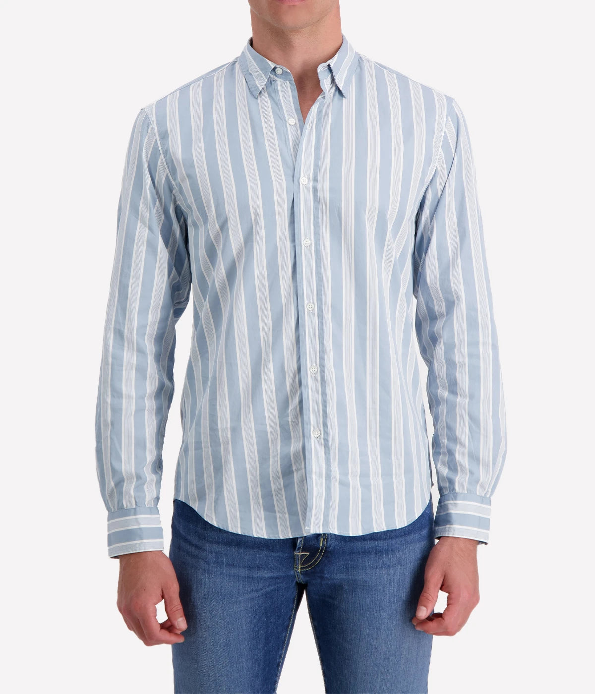 Finbar Woven Shirt in Multi Slate Stripe