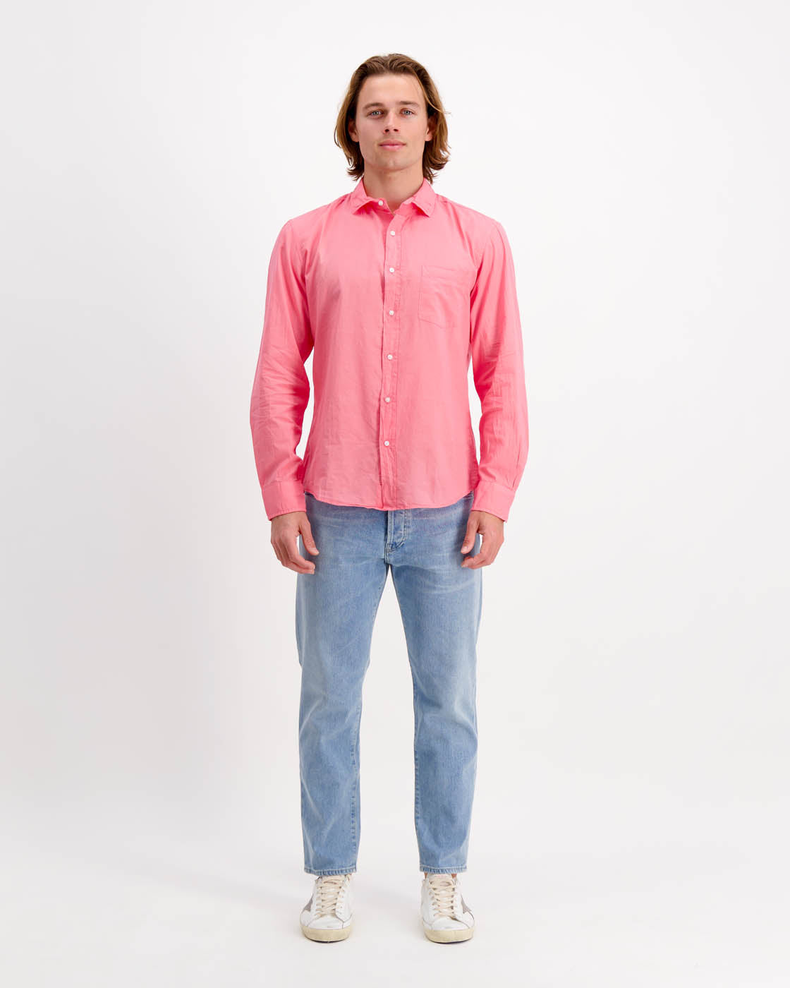 Luke Woven Shirt in Grapefruit