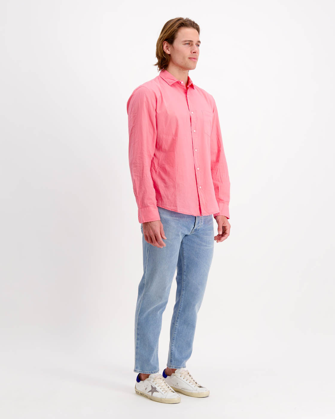 Luke Woven Shirt in Grapefruit