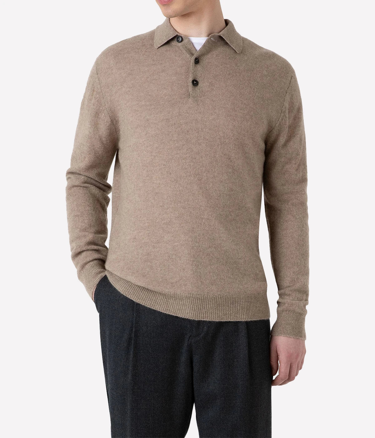 Cashmere Polo in Natural Brown