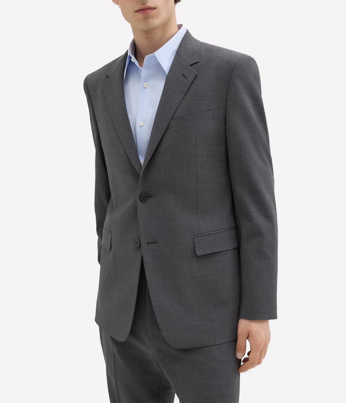 Chambers Blazer by Theory, crafted from medium-weight Italian virgin wool and Lycra Spandex. Features structured tailoring with notch lapels, chest and flap pockets, and buttoned cuffs. Fully lined with two interior pockets, wrinkle-resistant and moisture-controlling fabric.