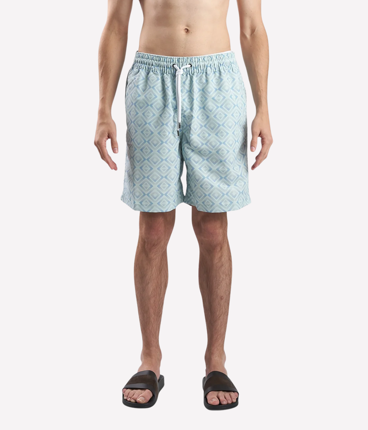 *FINAL SALE* Classic Swim Short Botanico Leaf Print in Pastel Mint & Cool Blue