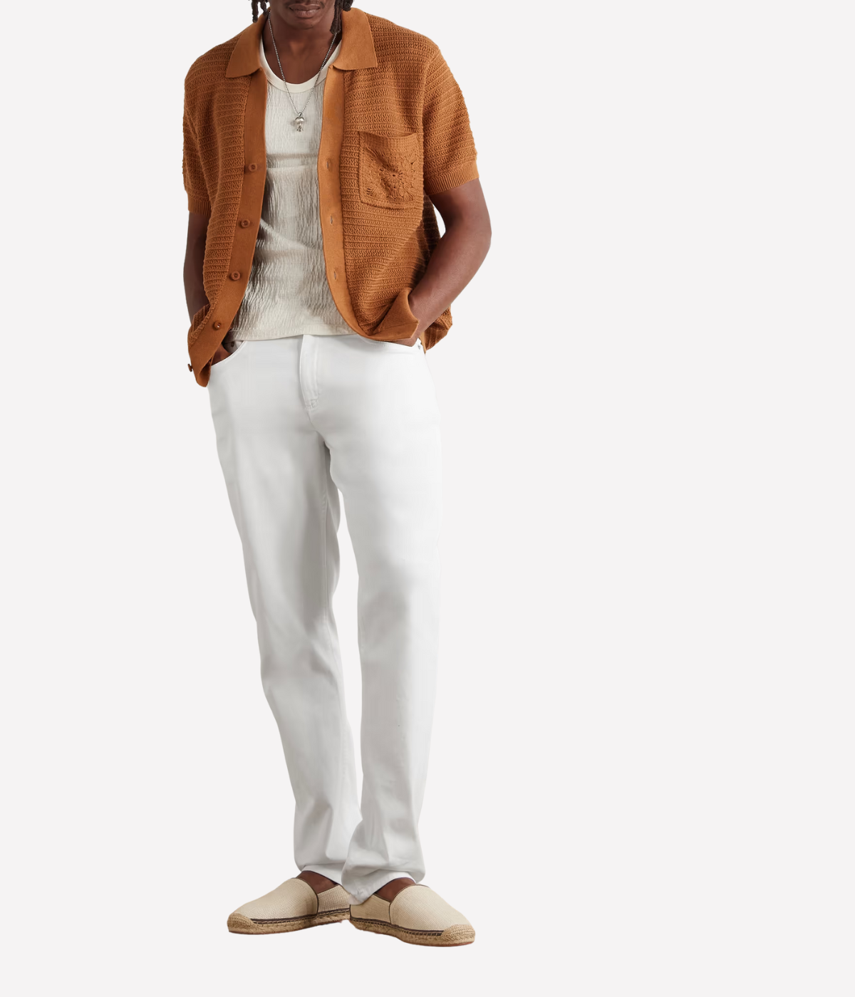 Frescobol Carioca Columbo slim-fit straight-leg pants in cotton twill with 5-pocket style and branded metal detailing, versatile for casual or smart wear