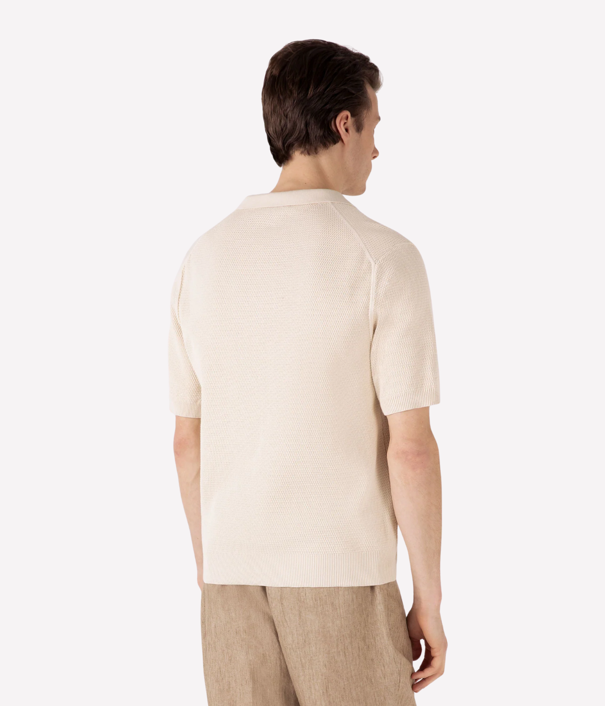 Compact Mesh Polo in Ecru