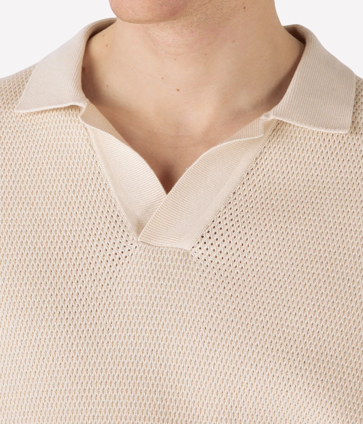 Compact Mesh Polo in Ecru