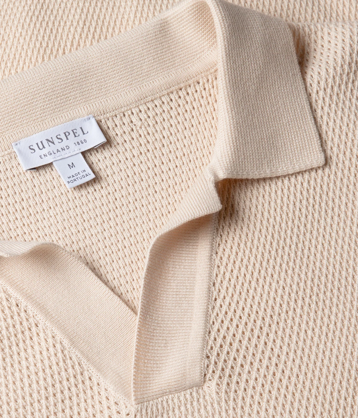 Compact Mesh Polo in Ecru