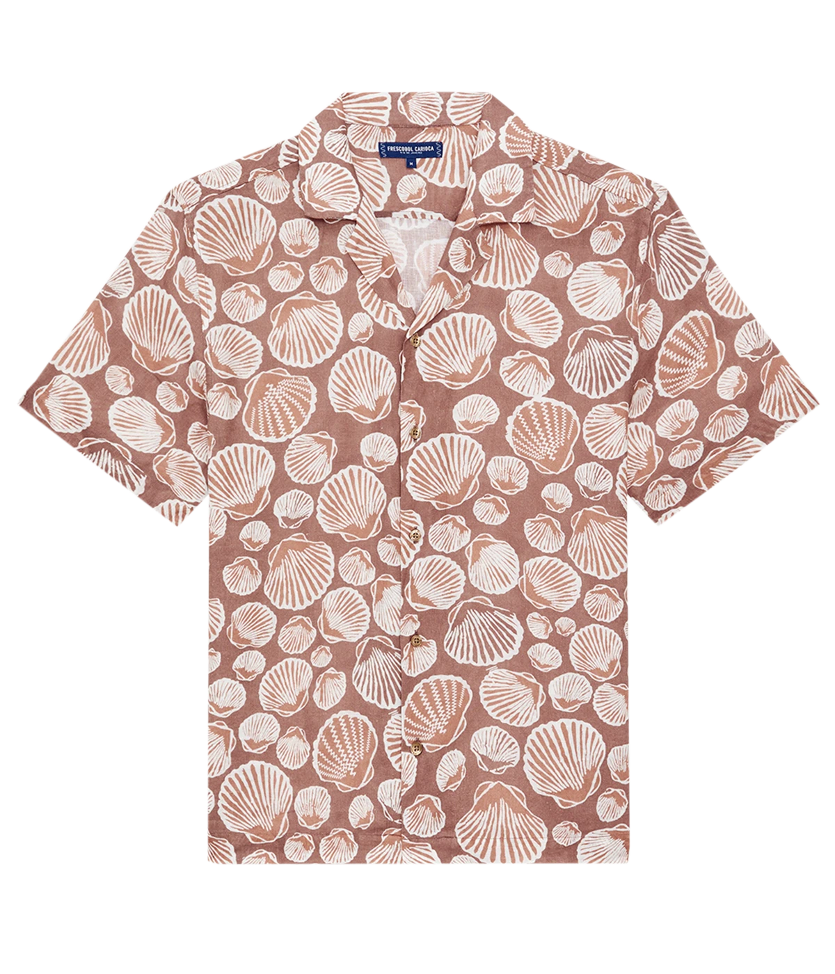*FINAL SALE* Roberto Linen Short Sleeve Shirt in Dusty Coral & White Sand