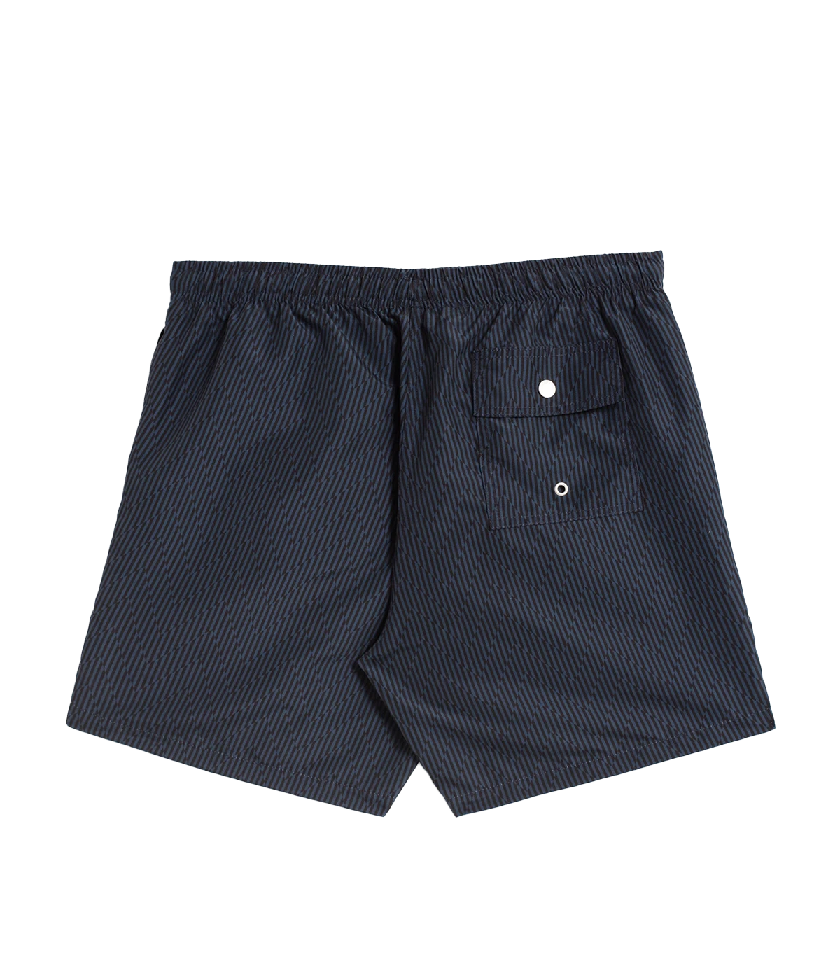 Bather’s geometric swim trunks feature a bold, monochromatic herringbone-inspired pattern, reminiscent of retro ‘60s design. With a 5.5” inseam, reinforced pockets, and a back snap pocket, these quick-dry swim shorts are crafted from 100% recycled polyester for a stylish and sustainable fit.