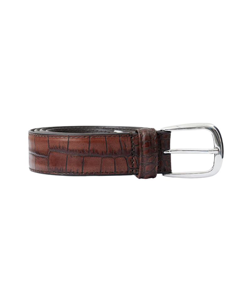Black Croc Pattern Embossed Belt