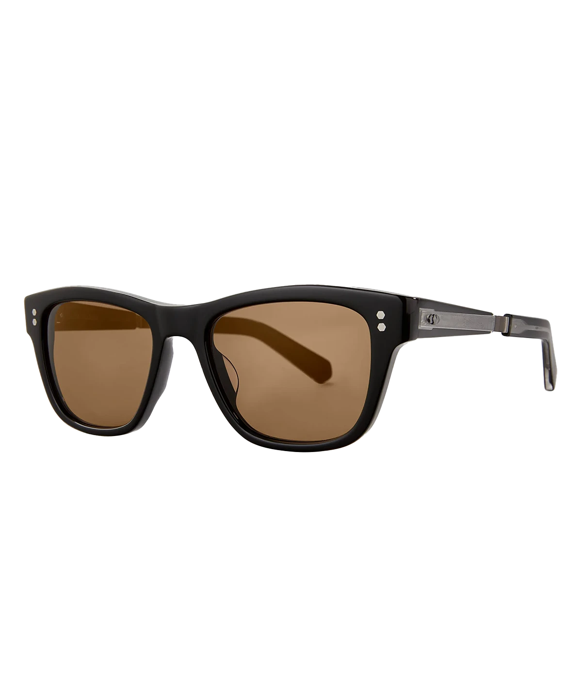 The Damone sunglasses combine classic wayfarer style with a distinct top line. Made with premium glass lenses, custom engraved metal core wire, and a titanium coil temple for comfort. Handcrafted in Japan, these sunglasses offer 100% UV protection and feature the Mr. Leight logo and custom details for a sophisticated touch.