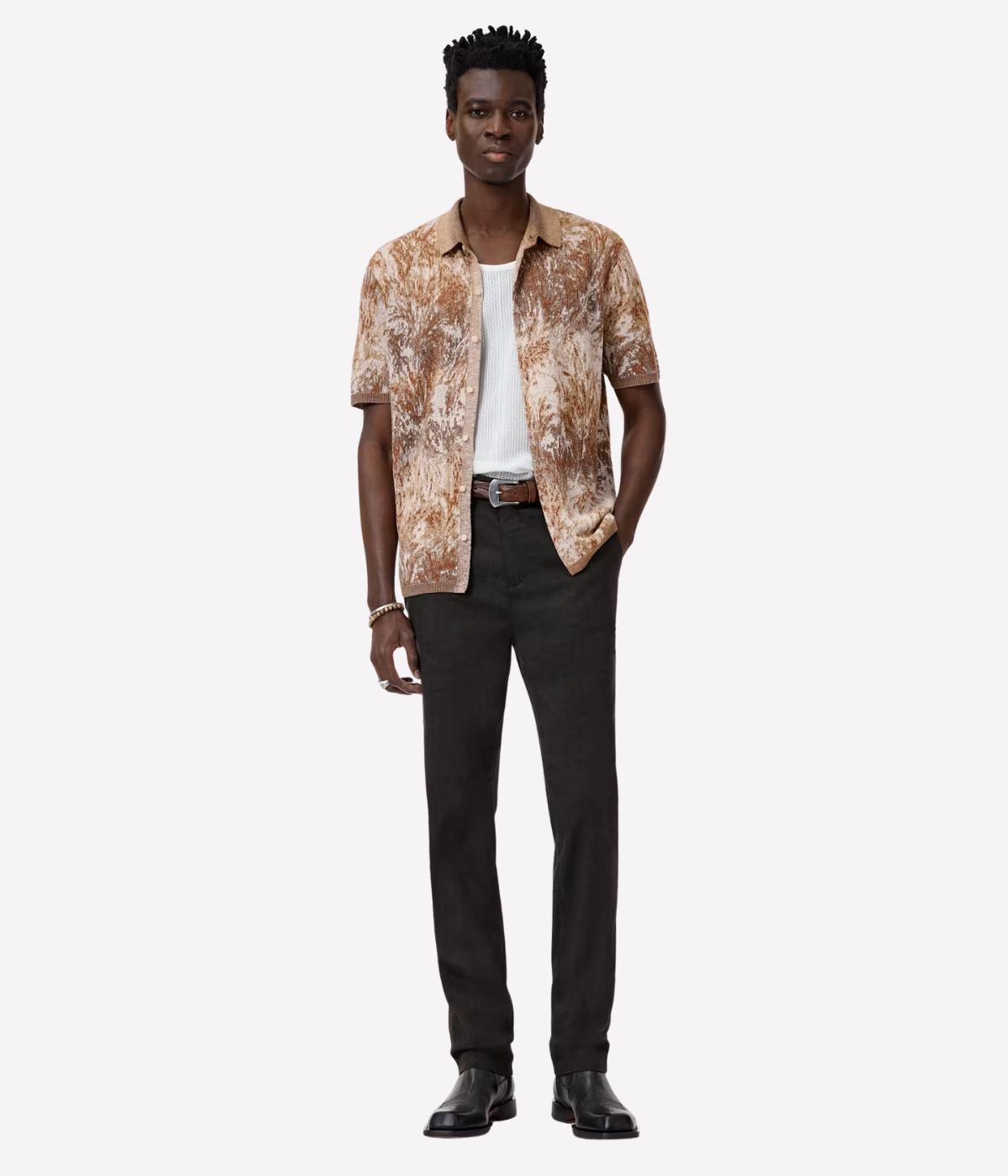 Demonte Regular Fit Short Sleeve in Fossil Grey