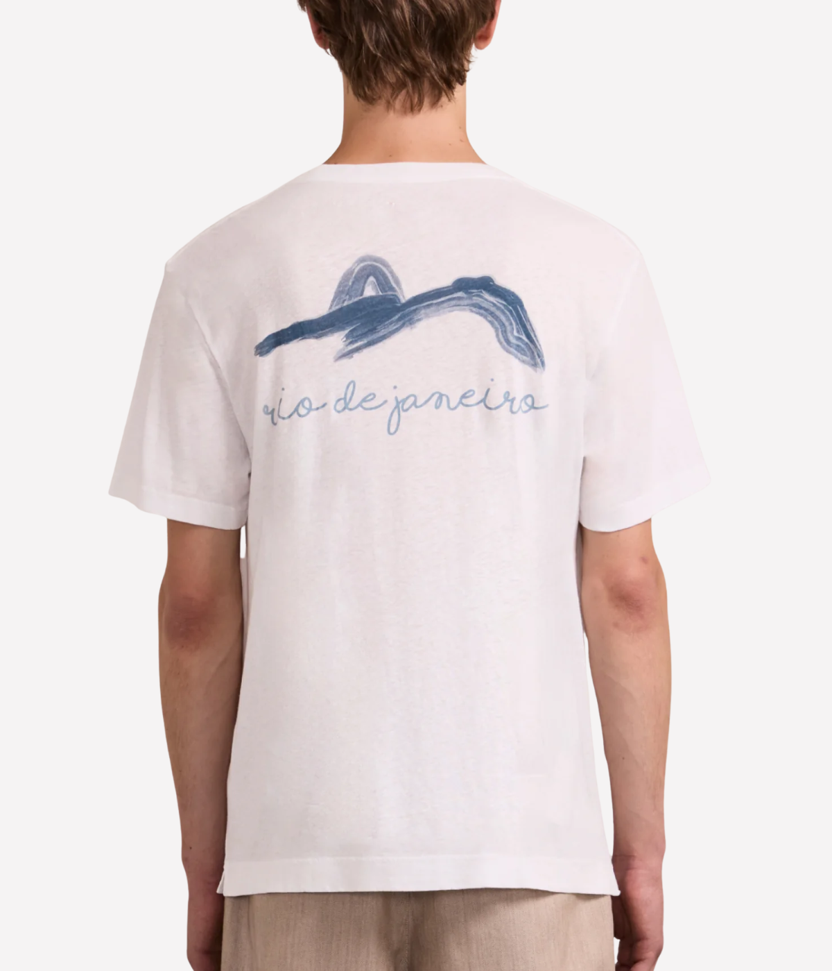 Dinis Linen Blend Summering Printed Tee in Costal Blue