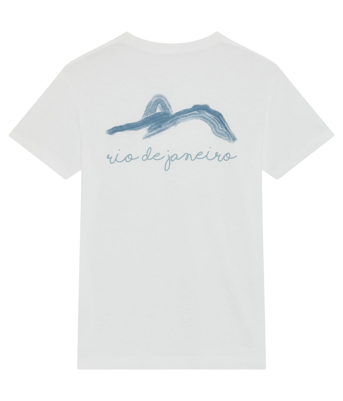 Dinis Linen Blend Summering Printed Tee in Costal Blue