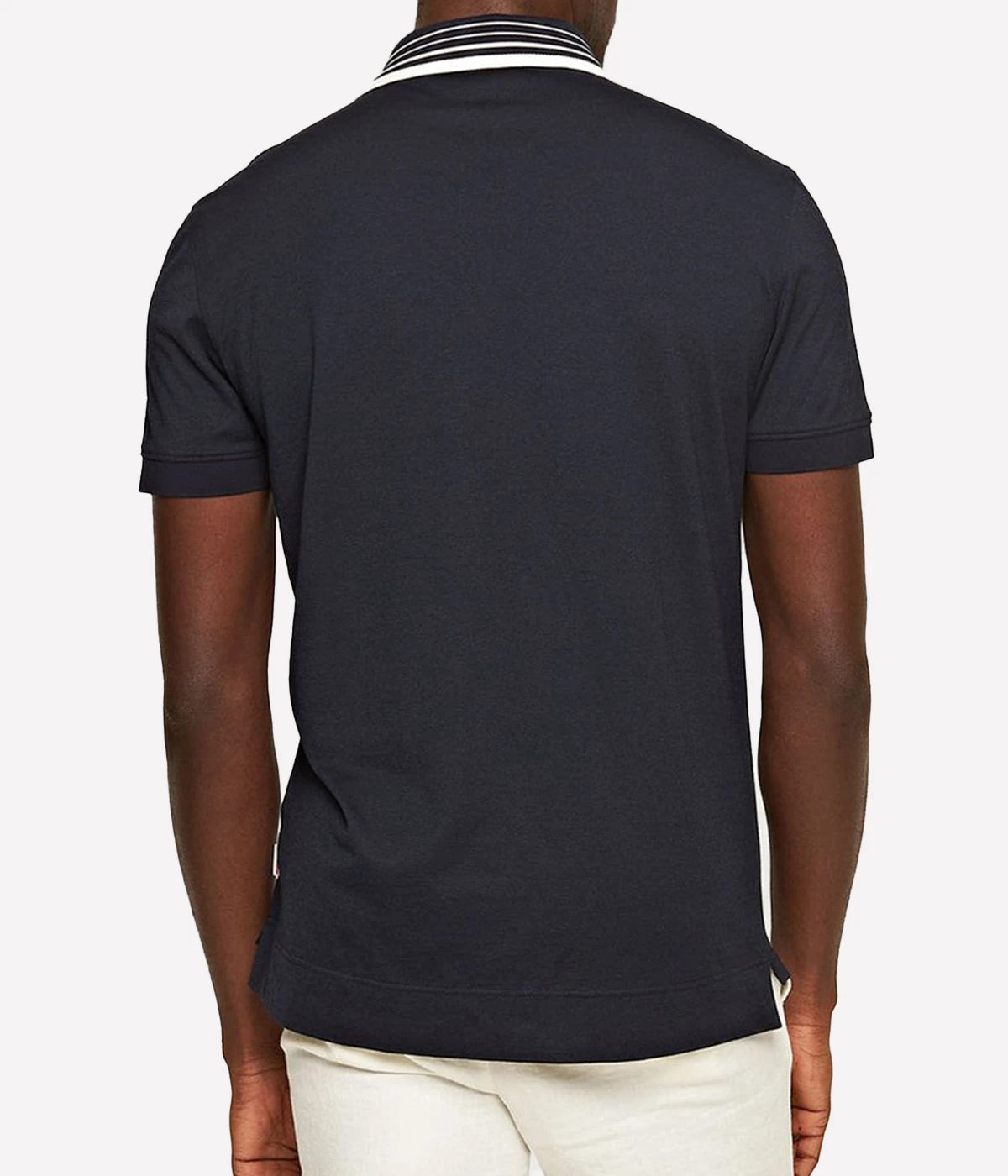 Dominic Border Stripe Polo in Night Iris
