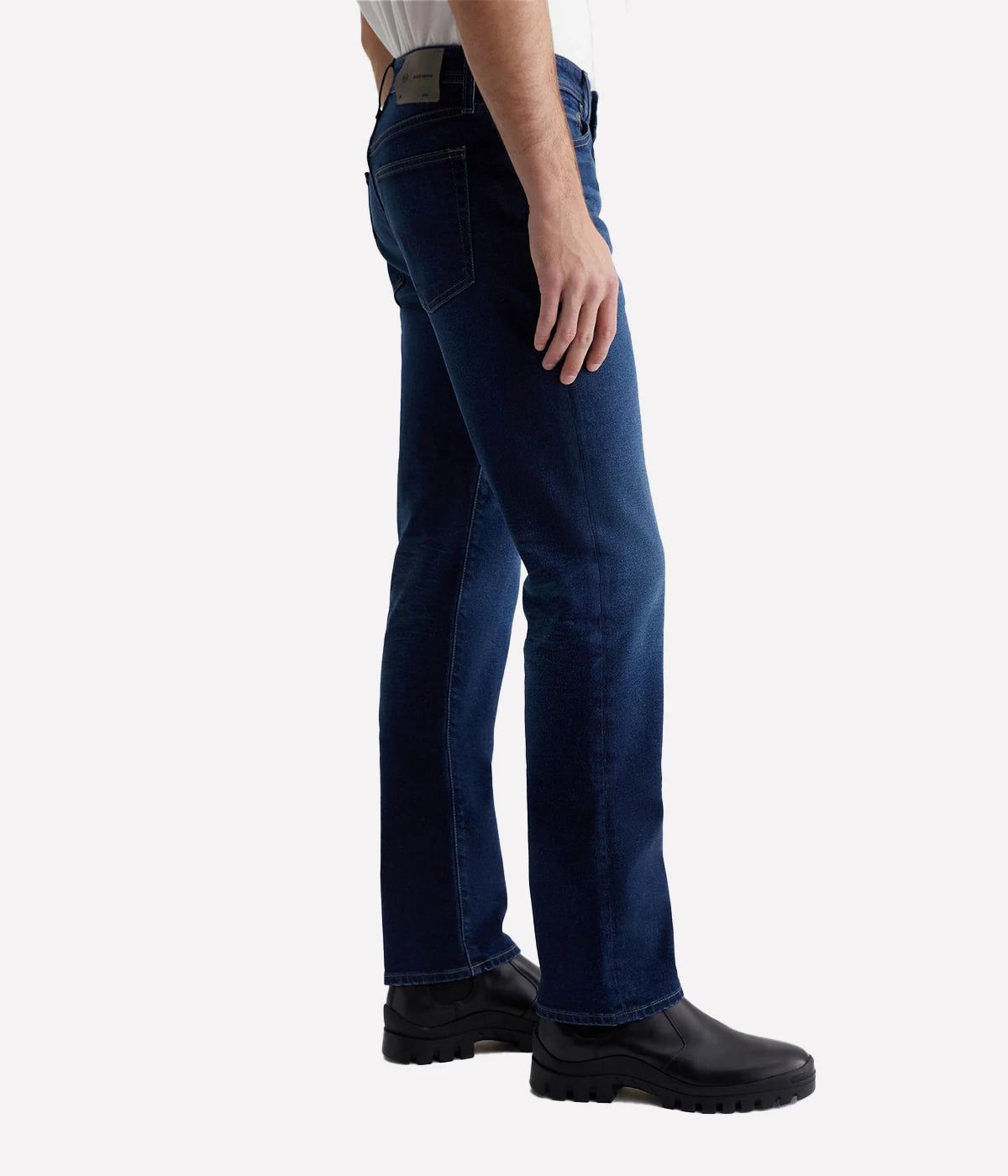 Five- pocket men's jeans with a comfortable mid-rise waist and a straight fit that’s relaxed from hip to knee, tapering slightly at the leg opening. Detailed measurements include a 10.25" front rise, 16" knee opening, 15" bottom opening, and 33" inseam.