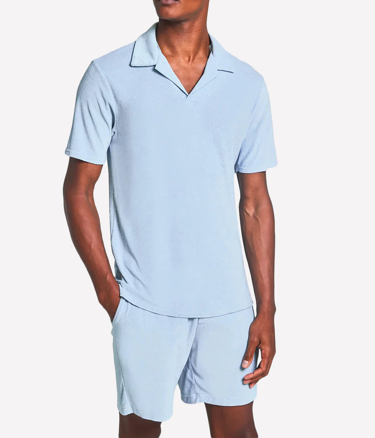Faustino Terry Cotton Blend Polo in Baby Blue
