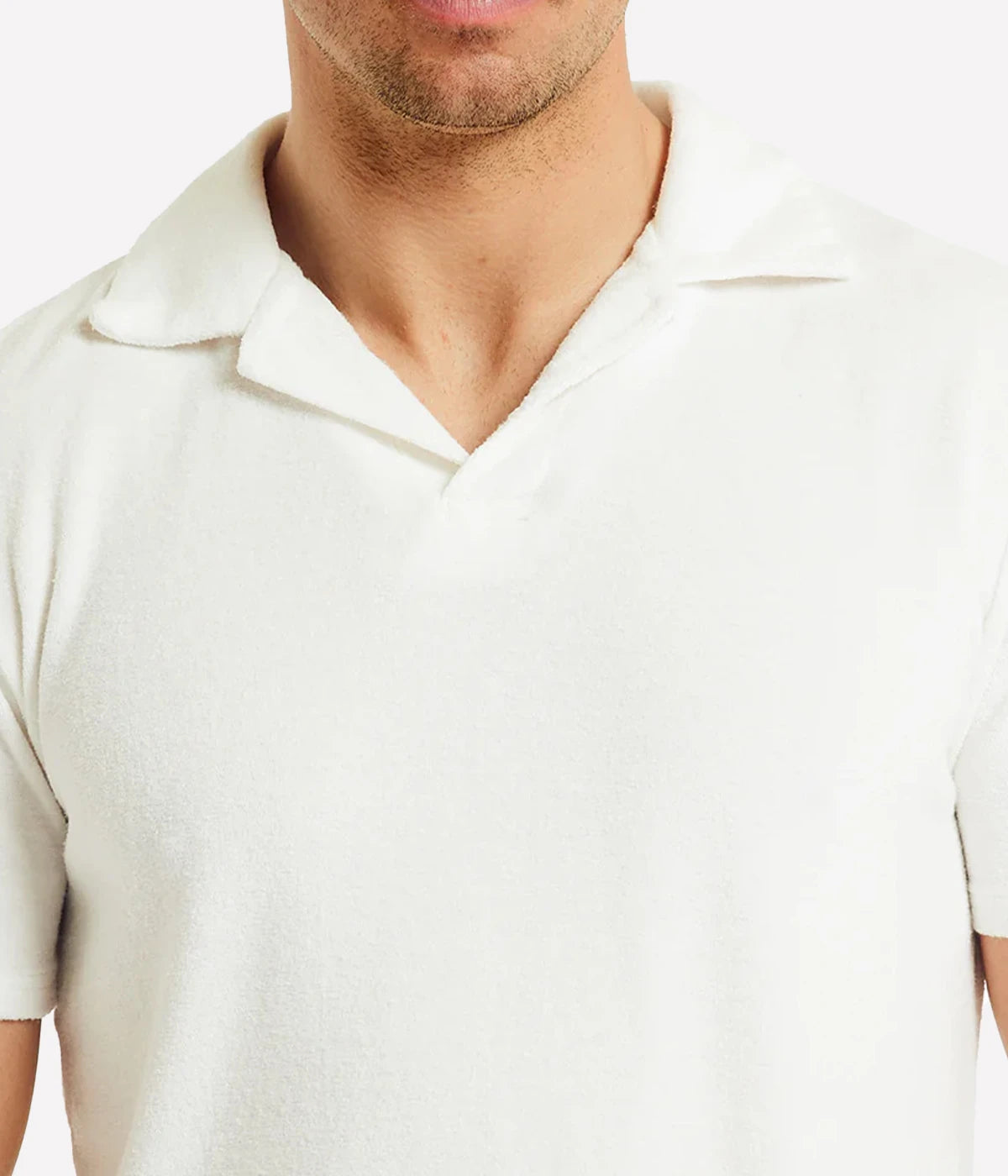 Faustino Terry Cotton Blend Polo in Ivory